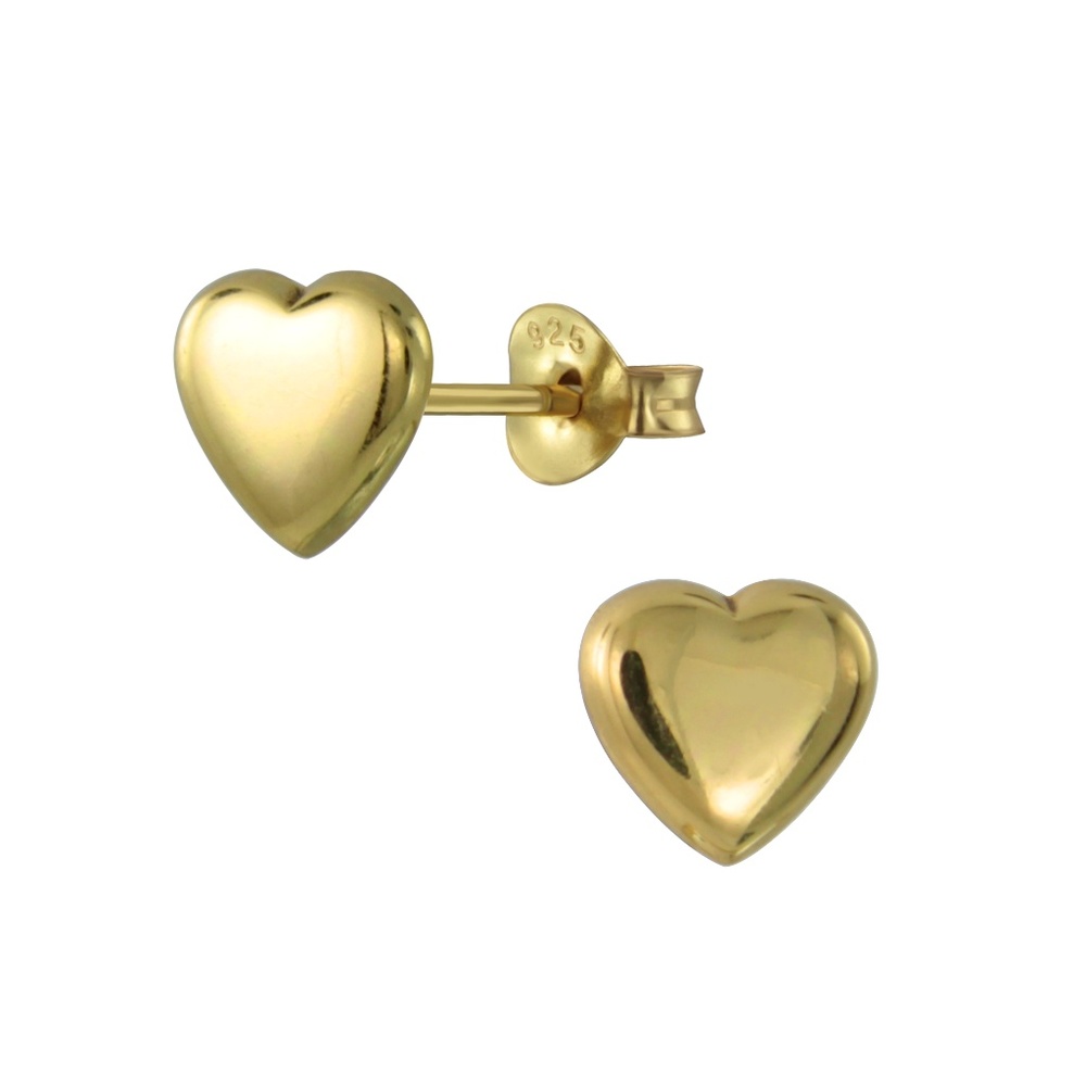 Gold Heart Stud Earrings - Picture 1 of 1